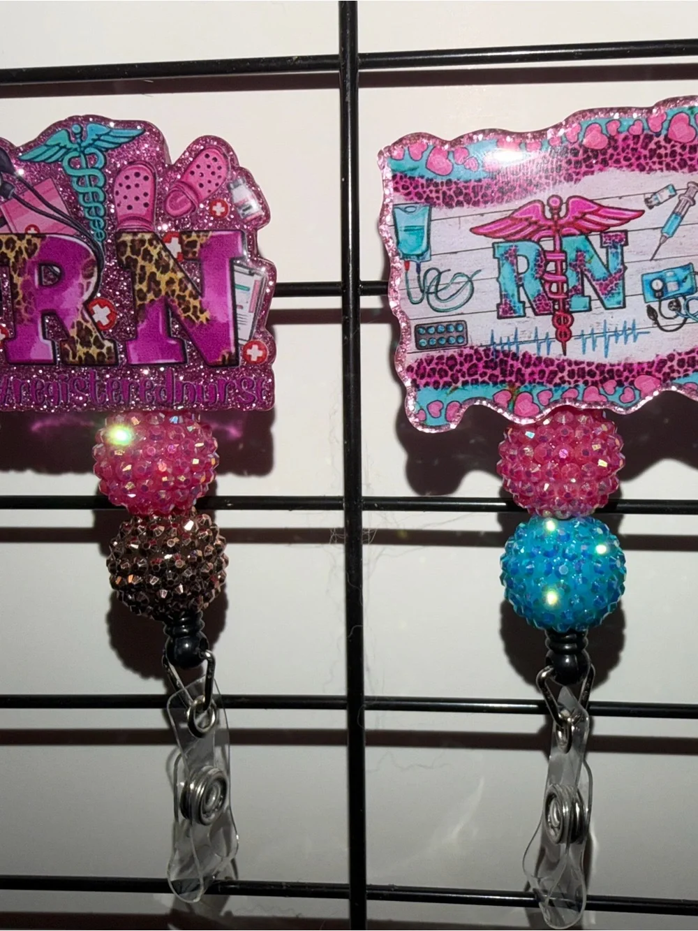 Cute Turkey Beaded Badge Reel — Orange and Purple